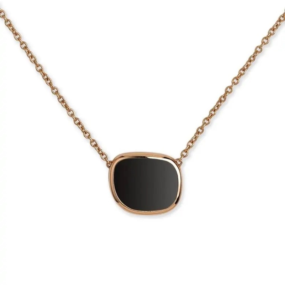 Roberto Coin 18K Rose Gold Black Jade Pendant Necklace Italy Amphibole $1850